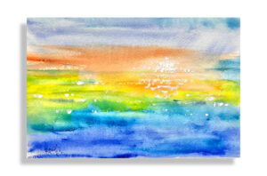 Sunset on Ocean – watercolor - 6x8 - sold