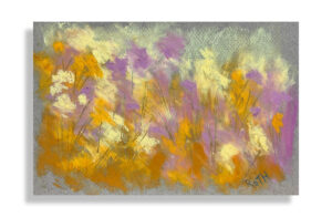 Yellow and Purple Wildflowers – oil pastel - 6x8