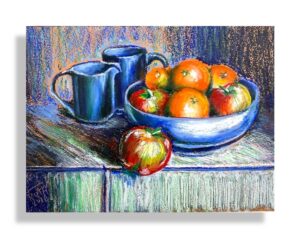 Fruit Bowl – oil pastel - 12x9