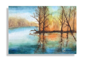 Hackensack River View – watercolor - 11x14
