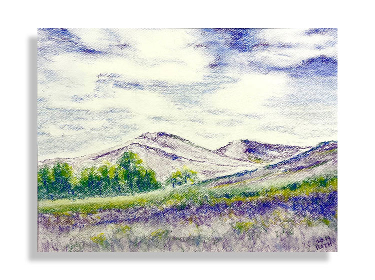 Purple Hills - pastel pencil - 9x12