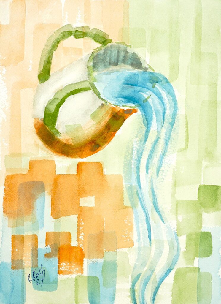 Netilat Yadayim Jewish Washing Cup Pouring Water watercolor painting