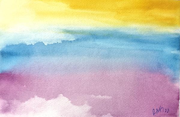 Seascape Abstract Dream, watercolor painting, abstract art original paintings Seascape Abstract Dream, watercolor painting, abstract art original paintings