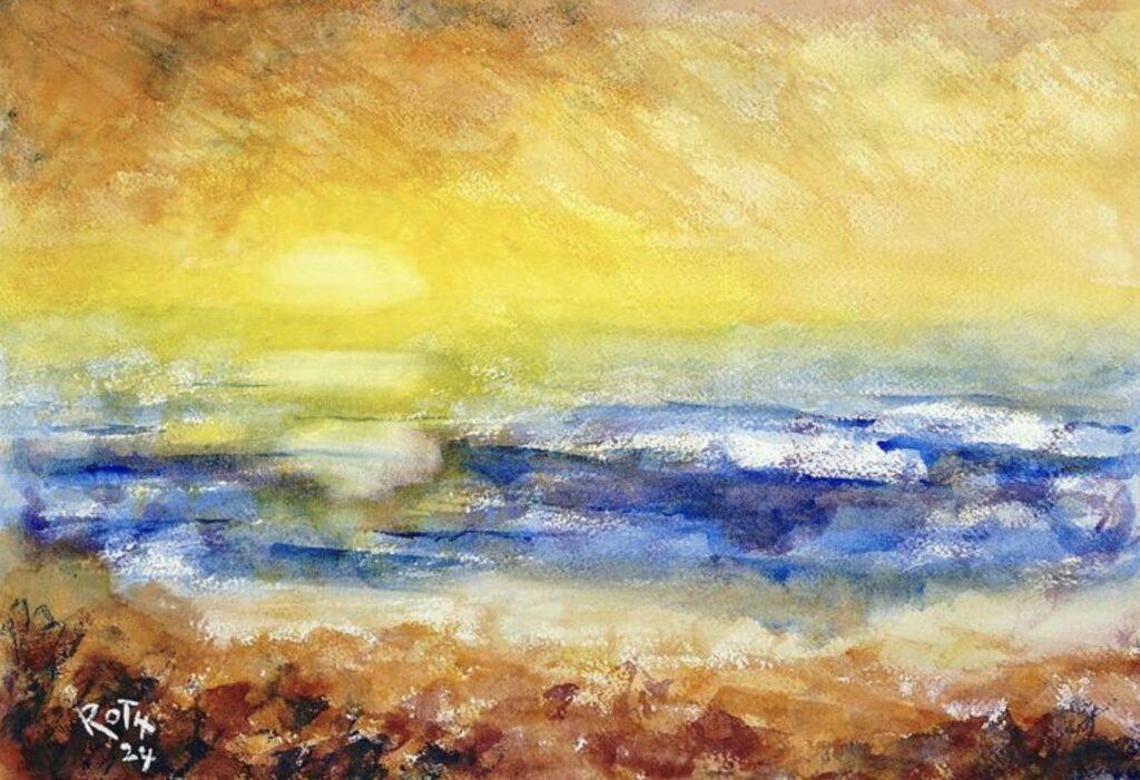 Rhonda Roth art landscape seascape art gallery in watercolor, oil pastel, and pencil, buy on Saatchi Art