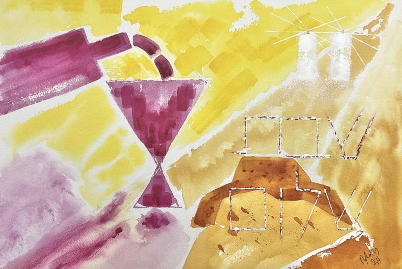 Rhonda Roth Art judaica art gallery, jewish art celebrating jewish heritage and judaica in watercolor, oil pastel, and pencil, buy on Saatchi Art