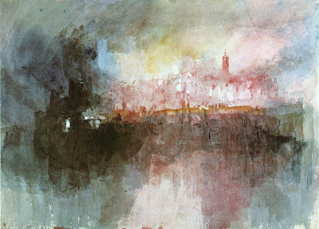 Burning-of-the-Houses-of-Parliament-1834 jmw turner abstract painting