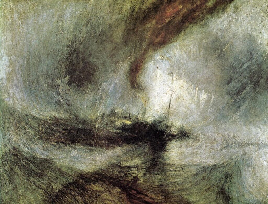 Snow Storm - Steamboat off a Harbour's Mouth, 1842, JMW Turner, Public Domain abstract painting