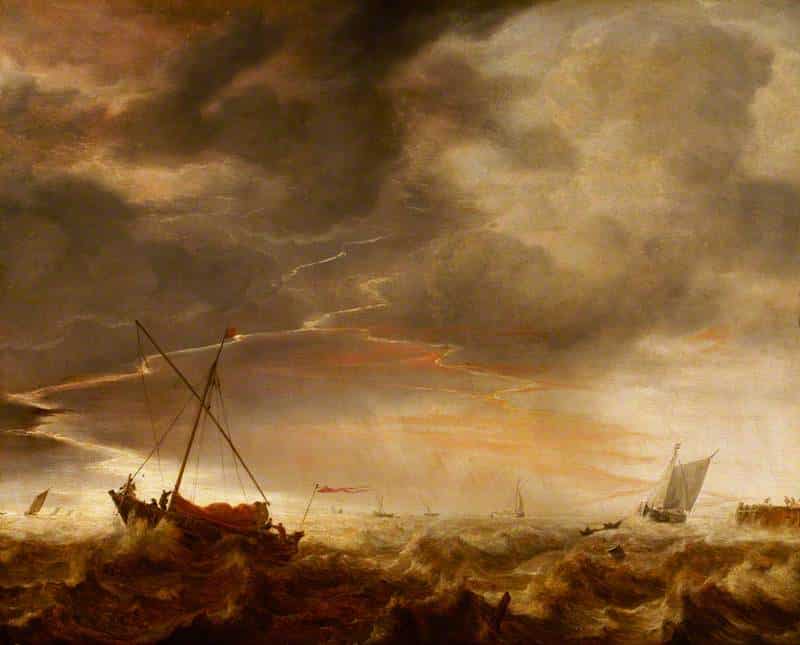 Seascape, Storm at Sea, Simon de Vlieger, 1637 cloudscape storm