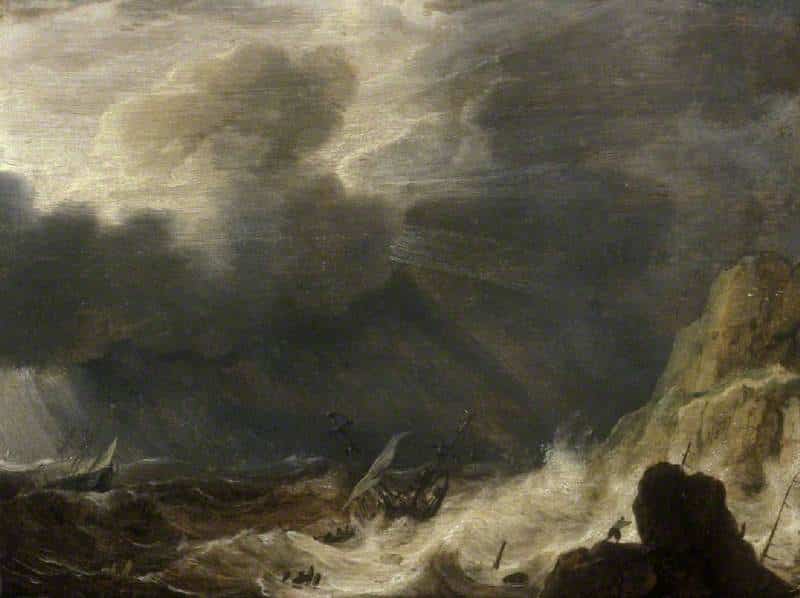 Storm with a Wreck, Simon de Vlieger storm cloudscapes