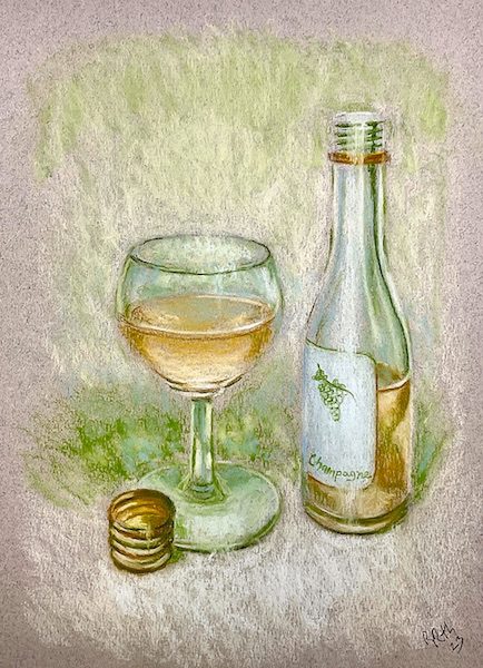 champagne bottle and glass, how is champagne made
