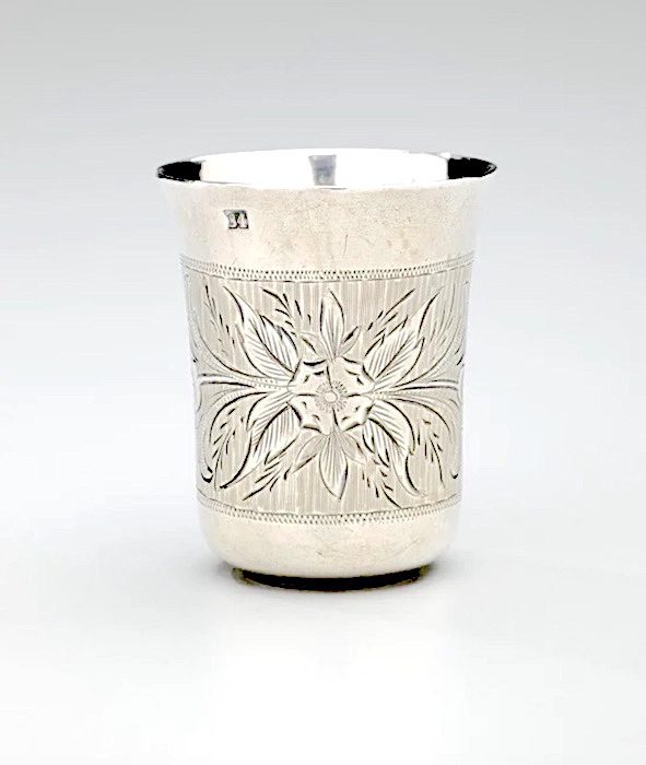 old silver decorative kiddush cup, different style of kiddush cups, Russia, 1855