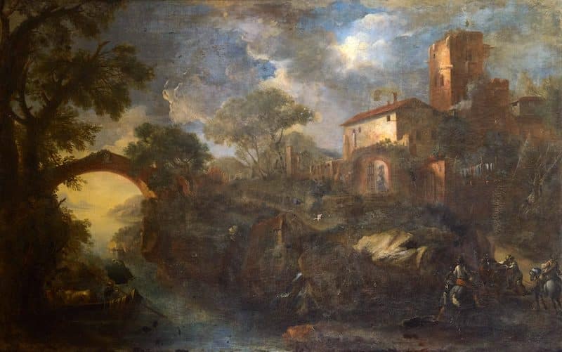 Jona Ostiglio, Paesaggio con persone che sbarcano, Palazzo Pitti, 17th century Jona Ostiglio, Paesaggio con persone che sbarcano, Palazzo Pitti, 17th century, jewish art renaissance Italy, history of jewish art