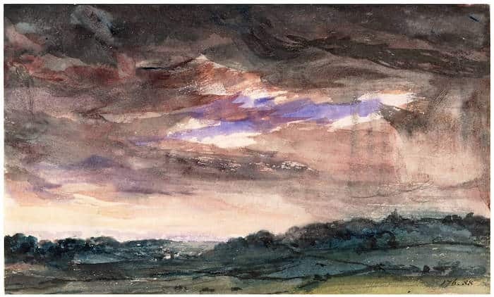 View Over a Hilly Country With a Stormy Sky, watercolor, John Constable, history of watercolor