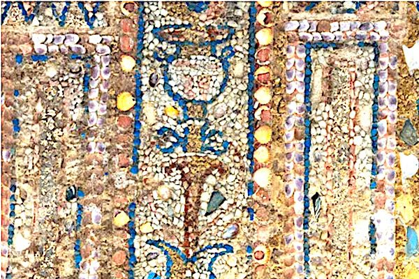 roman mosaic made of seashells, seashells in art