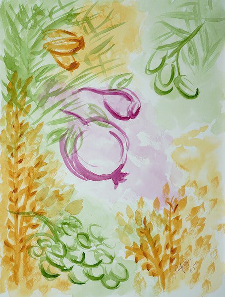 The 7 Fruits of Israel watercolor painting, buy on Saatchi The 7 Fruits of Israel watercolor painting, buy on Saatchi