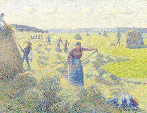 The Harvest of Hay in Eragny, Camille Pissarro, 1887, Impressionism The Harvest of Hay in Eragny, Camille Pissarro, 1887, Impressionism vs Post-Impressionism
