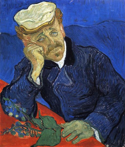 Portrait of Doctor Gachet, Van Gogh, 1890, post-impressionism painting Portrait of Doctor Gachet, Van Gogh, impressionism vs post-impressionism