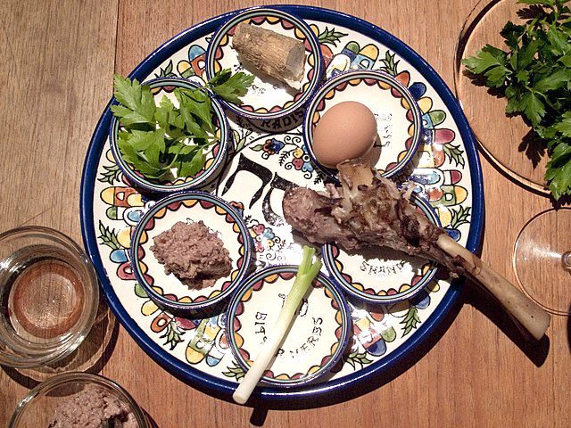 origin of the seder plate, passover seder plate with traditional foods