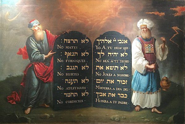 Moses and Aaron and the Ten Commandments by Aron de Chaves, The 10 commandments in Jewish art. Moses and Aaron and the Ten Commandments by Aron de Chaves, The 10 commandments in Jewish art.