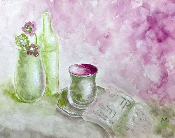 Shabbat Kiddush Cup, Wine, Flowers on Soft Background, watercolor painting. Buy Jewish art on Saatchi. Shabbat Kiddush Cup, Wine, Flowers on Soft Background, watercolor painting. Buy Jewish art on Saatchi.