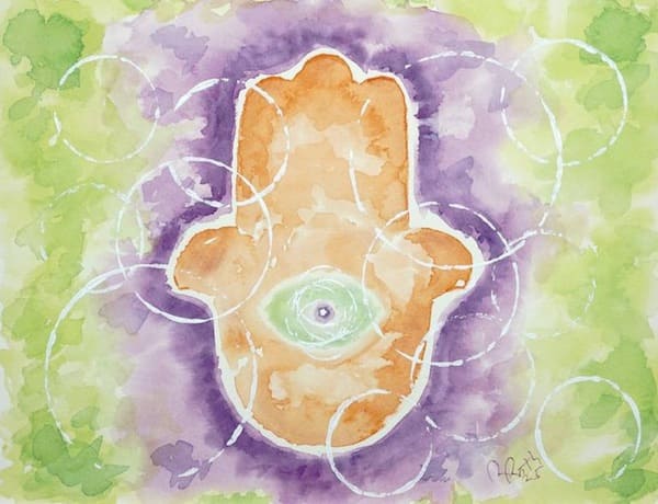 Hamsa Symbol and Circles Abstract, watercolor painting. Buy Jewish art on Saatchi. Hamsa Symbol and Circles Abstract, watercolor painting. Buy Jewish art on Saatchi.