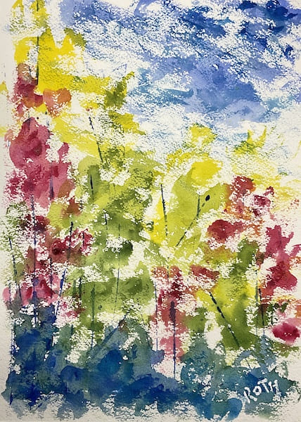 Fall Abstract, watercolor painting. Buy original landscape art, seascape art, nature art