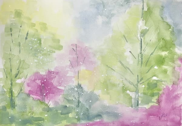 Spring is Here Number 2, watercolor painting. Buy original landscape art, seascape art, nature art