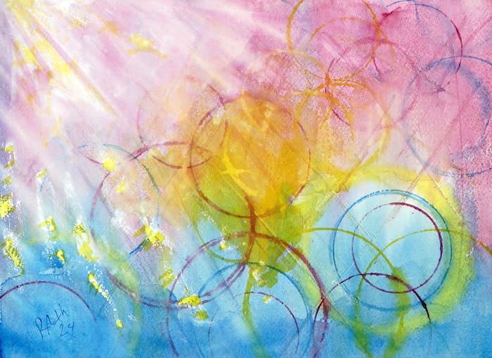 Iggulim Abstract Circles Creation Concept, watercolor painting. Buy original abstract art