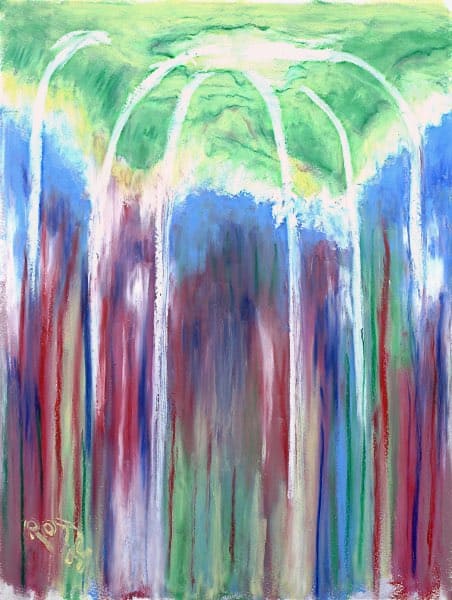 Land and Water into the Depths of the Sea, oil pastel painting. Buy abstract art original paintings