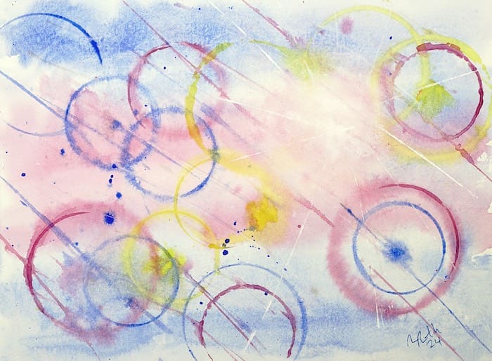 Iggulim Abstract Circles and Lines Creation Concept, watercolor painting. Buy original abstract art