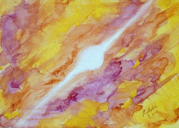 Cosmic Bright White Light Burst, watercolor painting. Buy original abstract art
