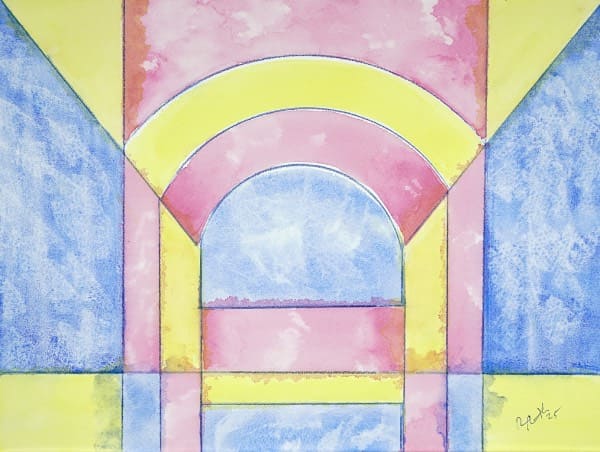 Entryway Abstract Shapes and Contrasting Colors, watercolor painting. Buy abstract art original paintings
