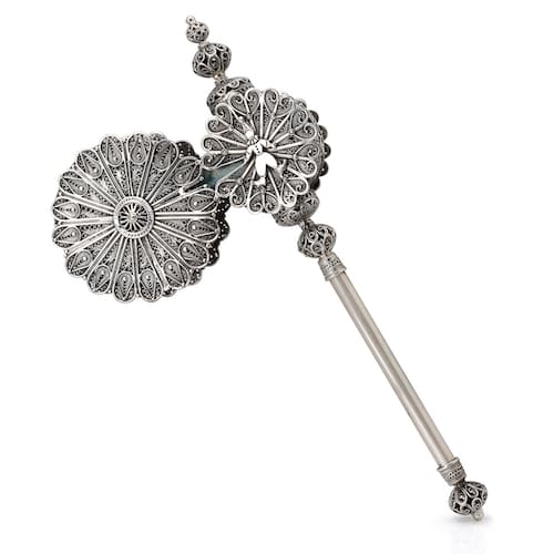 Contemporary silver decorative grogger. Contemporary silver decorative grogger.