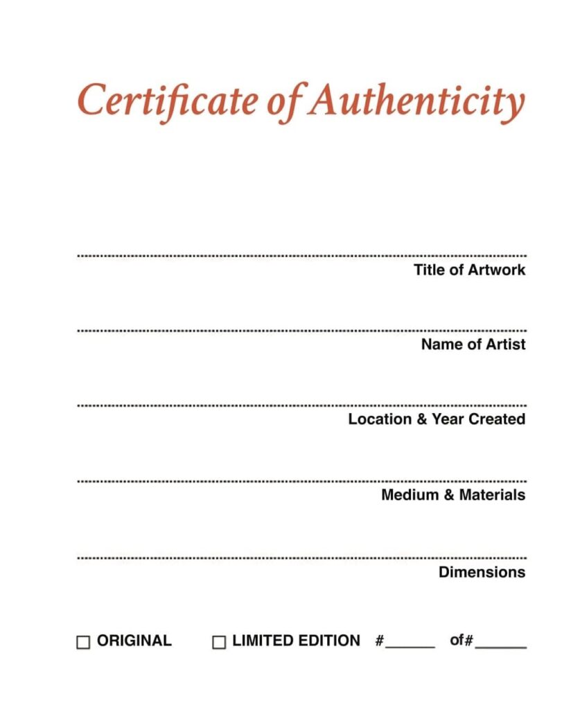 sample coa, certificate of authenticity for art. Tips for Buying Authentic Art and Avoiding Fakes sample coa, certificate of authenticity for art. Tips for Buying Authentic Art and Avoiding Fakes