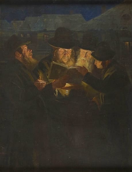 Blessing the New Moon in Jewish Art, Kiddush levanah, Krakow, 1930, painting