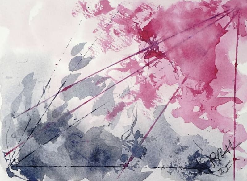 Opposing Lines in Red and Gray. Buy abstract art, original paintings