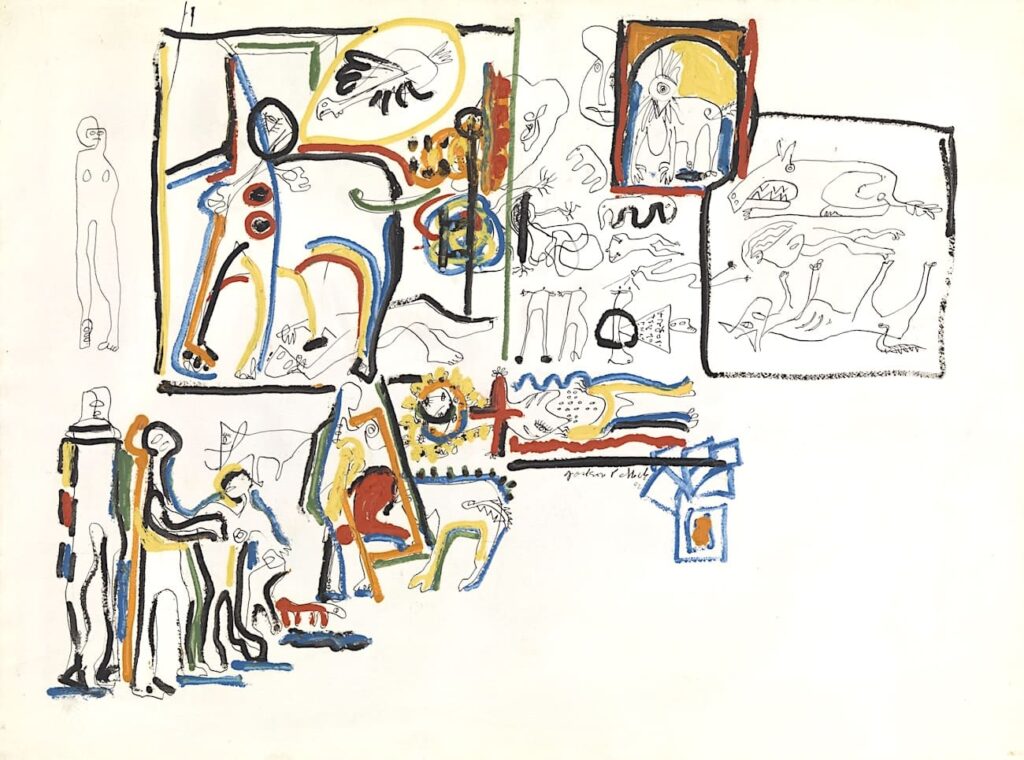 Untitled, Animals and Figures, Pollock, watercolor, 1942, Watercolor and Modern Art: 5 Famous Artists