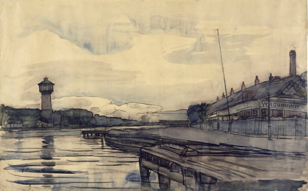 Amstel River, Mondrian, watercolor, 1907, Watercolor and Modern Art: 5 Famous Artists
