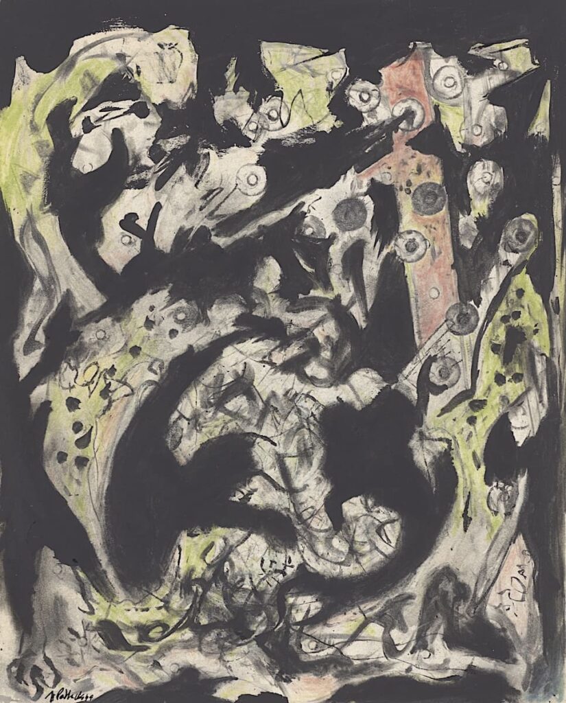 Untitled, Pollock, watercolor, 1944, Watercolor and Modern Art: 5 Famous Artists